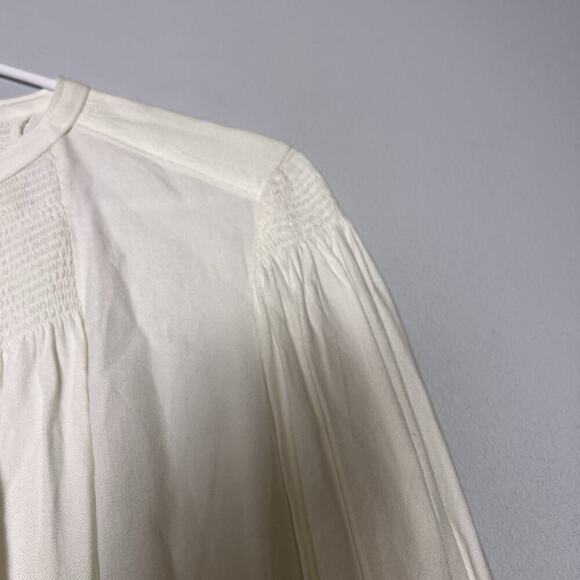 NWT Rebecca Taylor Long Sleeve Twill Blouse Sz S White - Picture 8 of 16